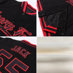 Custom Cream Red-Royal Bomber Full-Snap Varsity Letterman Jacket photo 4