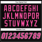 Custom Black Pink-White Bomber Full-Snap Varsity Letterman Two Tone Jacket photo 7
