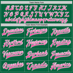 Custom Kelly Green Pink-White Bomber Full-Snap Varsity Letterman Two Tone Jacket photo 6
