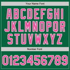 Custom Kelly Green Pink-White Bomber Full-Snap Varsity Letterman Two Tone Jacket photo 7