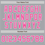 Custom Gray Pink-White Bomber Full-Snap Varsity Letterman Two Tone Jacket photo 6