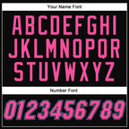 Custom Black Pink Gray-Light Blue Bomber Full-Snap Varsity Letterman Two Tone Jacket photo 6
