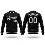 Custom Black White Bomber Full-Snap Varsity Letterman Jacket