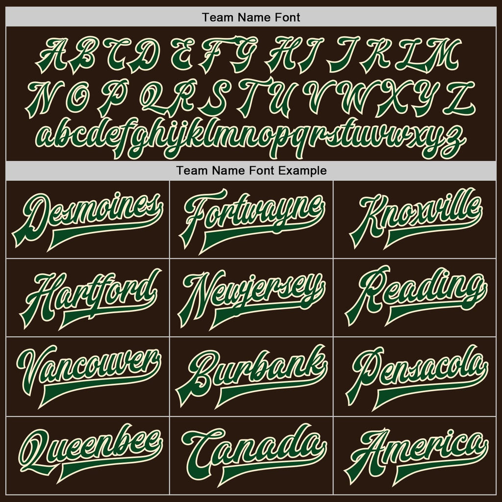 Custom Brown Green-Cream Bomber Full-Snap Varsity Letterman Jacket photo 5
