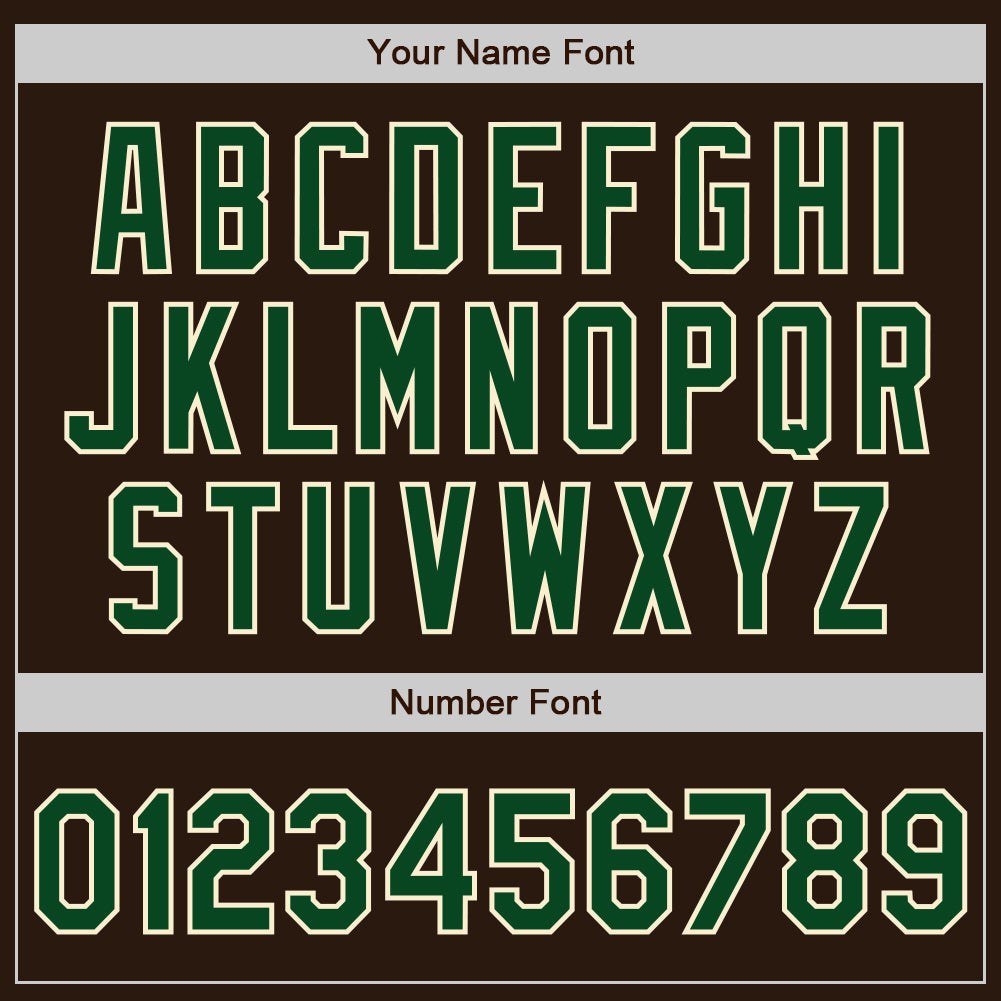 Custom Brown Green-Cream Bomber Full-Snap Varsity Letterman Jacket photo 6