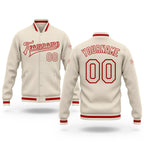 Custom Cream Cream-Red Bomber Full-Snap Varsity Letterman Jacket