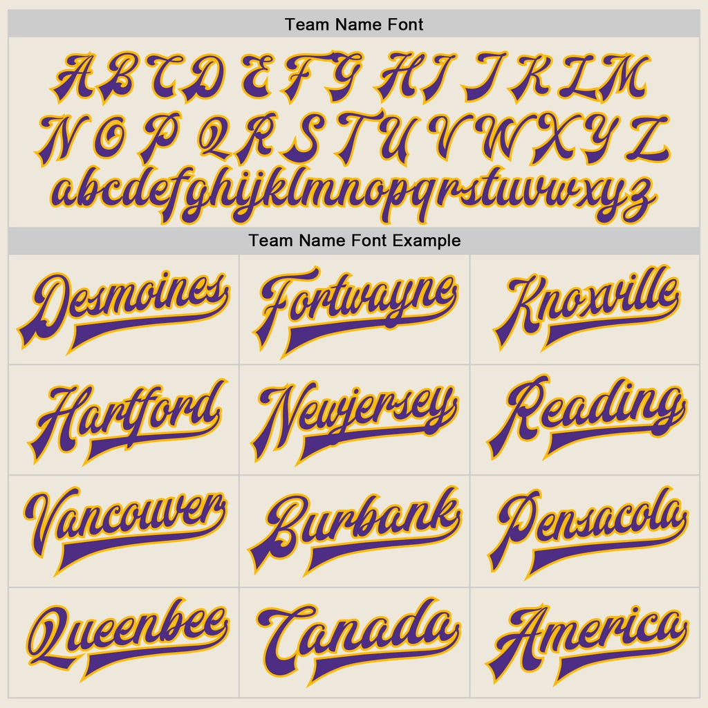 Custom Cream Purple-Gold Bomber Full-Snap Varsity Letterman Jacket photo 5