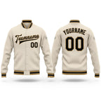 Custom Cream Black Old Gold Bomber Full-Snap Varsity Letterman Jacket