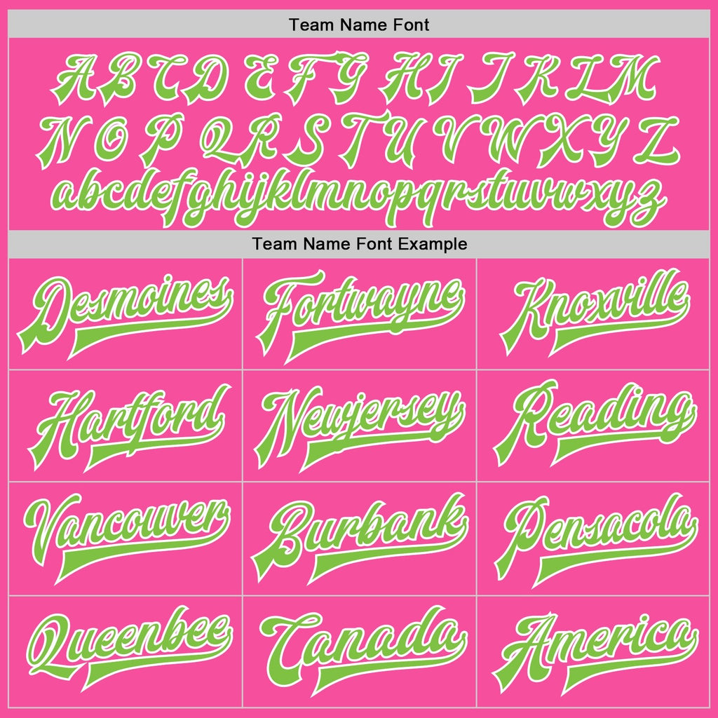 Custom Pink Neon Green-White Bomber Full-Snap Varsity Letterman Jacket photo 5