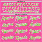 Custom Pink Neon Green-White Bomber Full-Snap Varsity Letterman Jacket photo 5