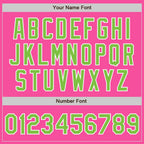 Custom Pink Neon Green-White Bomber Full-Snap Varsity Letterman Jacket photo 6