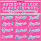 Custom Pink Light Blue-White Bomber Full-Snap Varsity Letterman Two Tone Jacket photo 6
