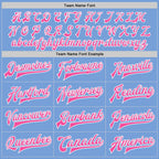 Custom Light Blue Pink-White Bomber Full-Snap Varsity Letterman Two Tone Jacket photo 5