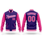 Custom Purple Pink-White Bomber Full-Snap Varsity Letterman Two Tone Jacket
