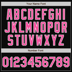 Custom Black Pink-White Bomber Full-Snap Varsity Letterman Split Fashion Jacket photo 6