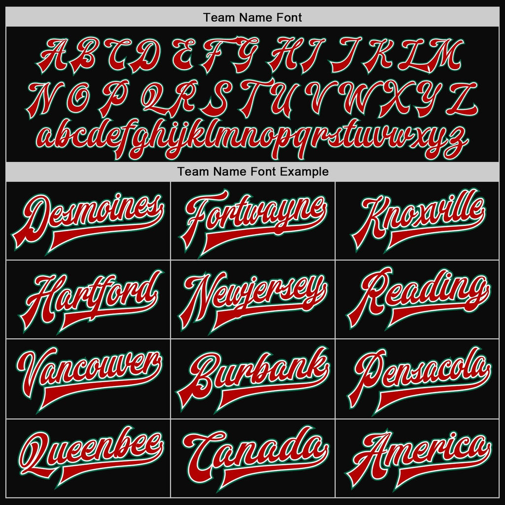 Custom Black Kelly Green-Red Bomber Full-Snap Varsity Letterman Two Tone Jacket photo 6