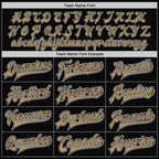 Custom Black Old Gold-Gray Bomber Full-Snap Varsity Letterman Two Tone Jacket photo 6