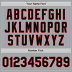 Custom Gray Black-Red Bomber Full-Snap Varsity Letterman Two Tone Jacket photo 6