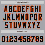 Custom Gray Black-Orange Bomber Full-Snap Varsity Letterman Two Tone Jacket photo 6