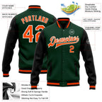 Custom Green Orange-Black Bomber Full-Snap Varsity Letterman Two Tone Jacket photo 5