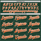 Custom Green Orange-Black Bomber Full-Snap Varsity Letterman Two Tone Jacket photo 6