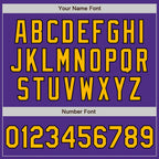 Custom Purple Gold-Black Bomber Full-Snap Varsity Letterman Two Tone Jacket photo 6
