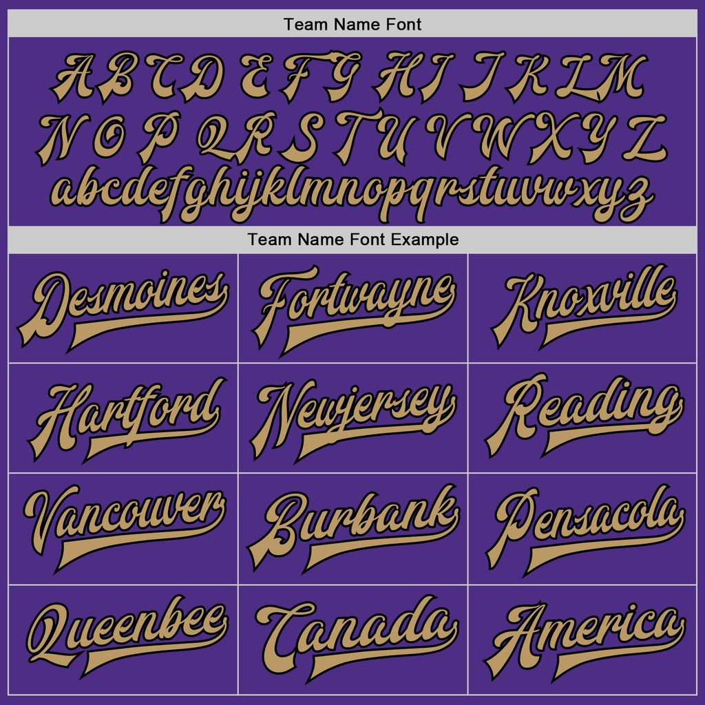 Custom Purple Old Gold-Black Bomber Full-Snap Varsity Letterman Two Tone Jacket photo 5