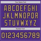 Custom Purple Old Gold-Black Bomber Full-Snap Varsity Letterman Two Tone Jacket photo 6