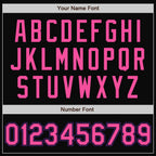 Custom Black Pink-Purple Bomber Full-Snap Varsity Letterman Jacket photo 6