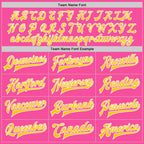 Custom Pink Yellow-Light Blue Bomber Full-Snap Varsity Letterman Two Tone Jacket photo 5