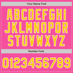 Custom Pink Yellow-Light Blue Bomber Full-Snap Varsity Letterman Two Tone Jacket photo 6