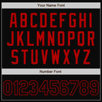 Custom Black Red Bomber Full-Snap Varsity Letterman Jacket photo 6