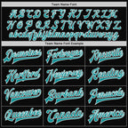 Custom Black Teal-White Bomber Full-Snap Varsity Letterman Jacket photo 6