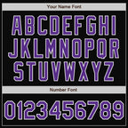 Custom Black Purple-White Bomber Full-Snap Varsity Letterman Jacket photo 6