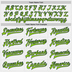 Custom White Neon Green-Navy Bomber Full-Snap Varsity Letterman Jacket photo 5