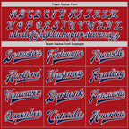 Custom Red Navy-White Bomber Full-Snap Varsity Letterman Jacket photo 5