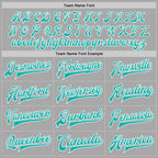 Custom Gray Aqua-White Bomber Full-Snap Varsity Letterman Jacket photo 5