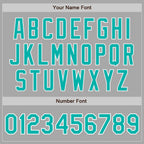 Custom Gray Aqua-White Bomber Full-Snap Varsity Letterman Jacket photo 6
