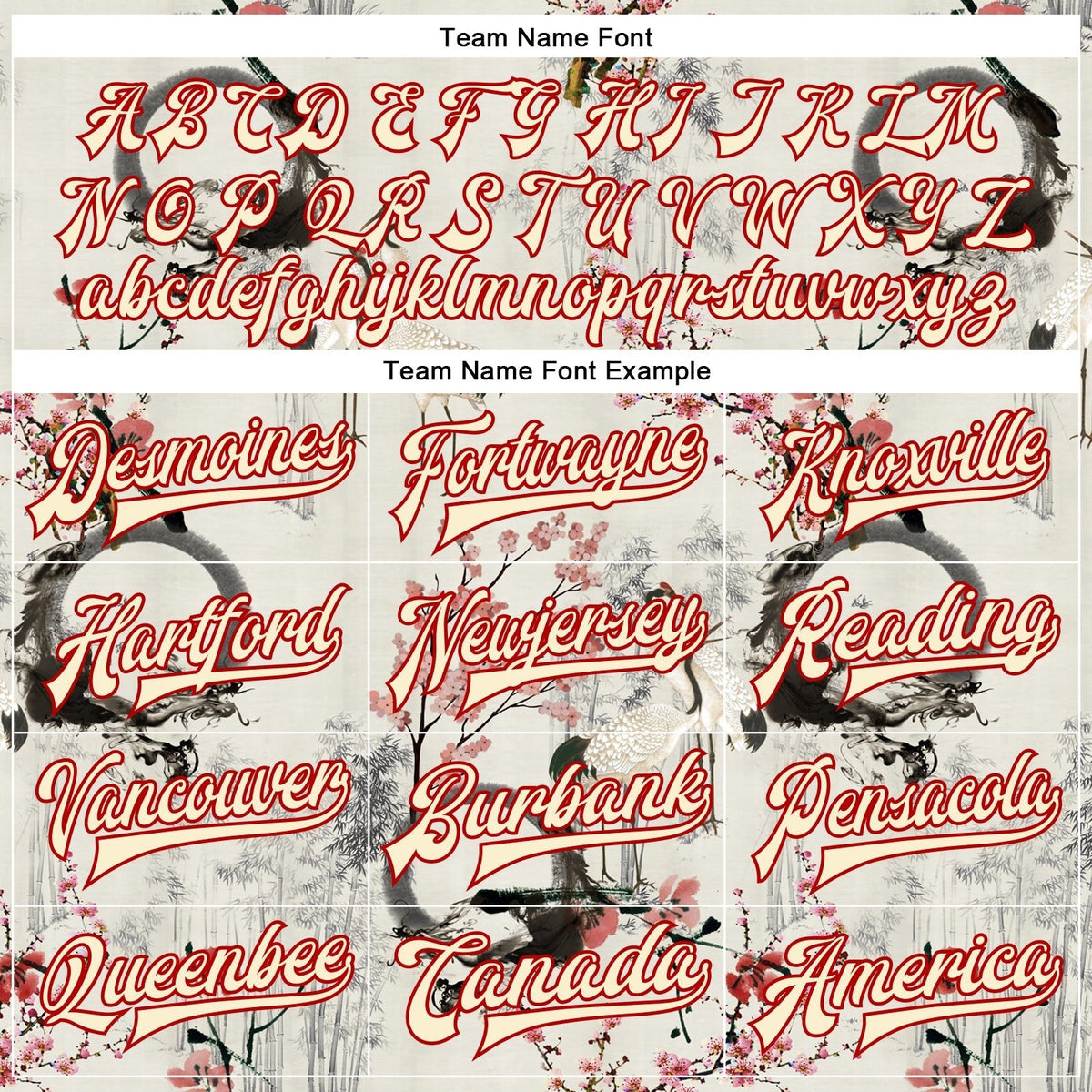Custom Cream Red Heron And Flower 3D Pattern Design Bomber Full-Snap Varsity Letterman Jacket photo 5