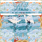 Custom Light Blue White Heron And Cloud 3D Pattern Design Bomber Full-Snap Varsity Letterman Jacket photo 6