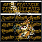 Custom Black Gold Heron And Tiger 3D Pattern Design Bomber Full-Snap Varsity Letterman Jacket photo 6