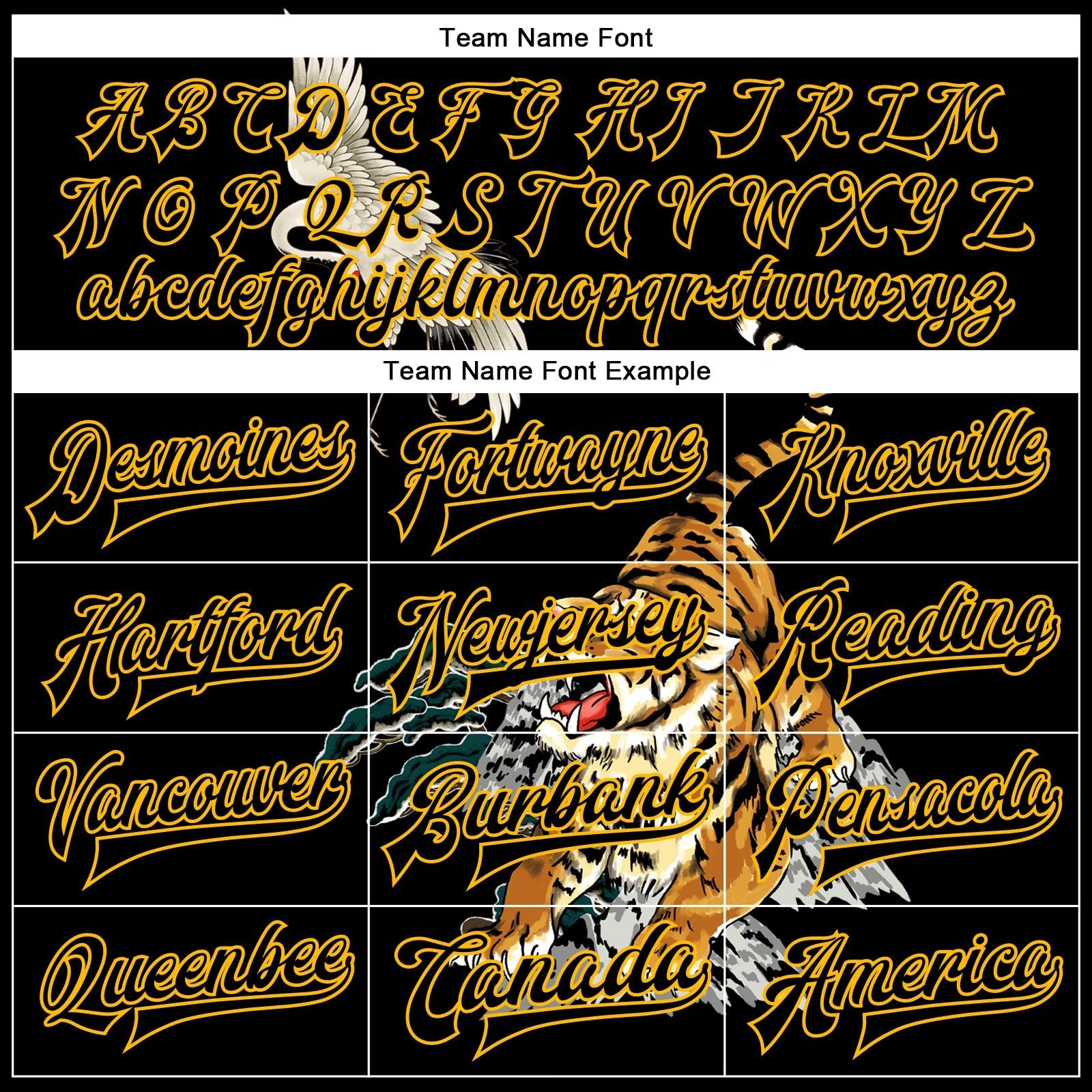 Custom Black Gold Heron And Tiger 3D Pattern Design Bomber Full-Snap Varsity Letterman Jacket photo 6