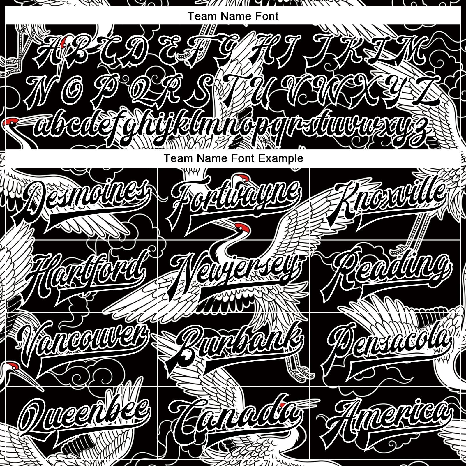 Custom Black White Heron And Cloud 3D Pattern Design Bomber Full-Snap Varsity Letterman Jacket photo 5