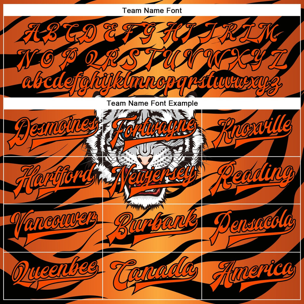 Custom Orange Black Tiger 3D Pattern Design Bomber Full-Snap Varsity Letterman Jacket photo 5