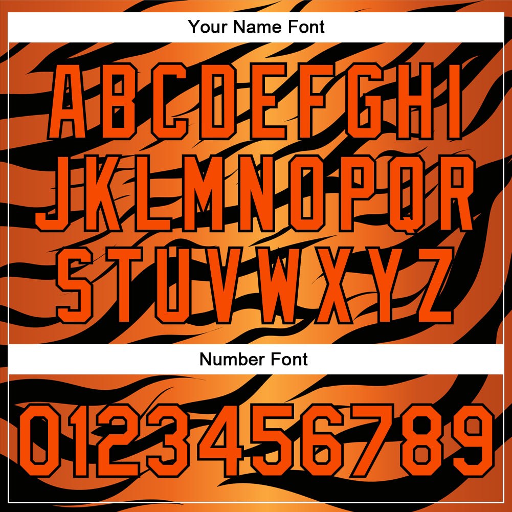 Custom Orange Black Tiger 3D Pattern Design Bomber Full-Snap Varsity Letterman Jacket photo 6