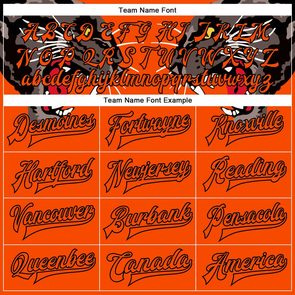 Custom Orange Black Leopard 3D Pattern Design Bomber Full-Snap Varsity Letterman Jacket photo 5