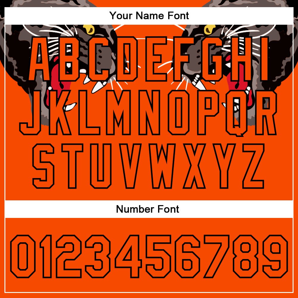 Custom Orange Black Leopard 3D Pattern Design Bomber Full-Snap Varsity Letterman Jacket photo 6