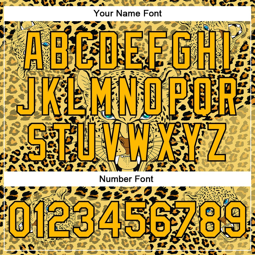 Custom Gold Black Leopard 3D Pattern Design Bomber Full-Snap Varsity Letterman Jacket photo 6