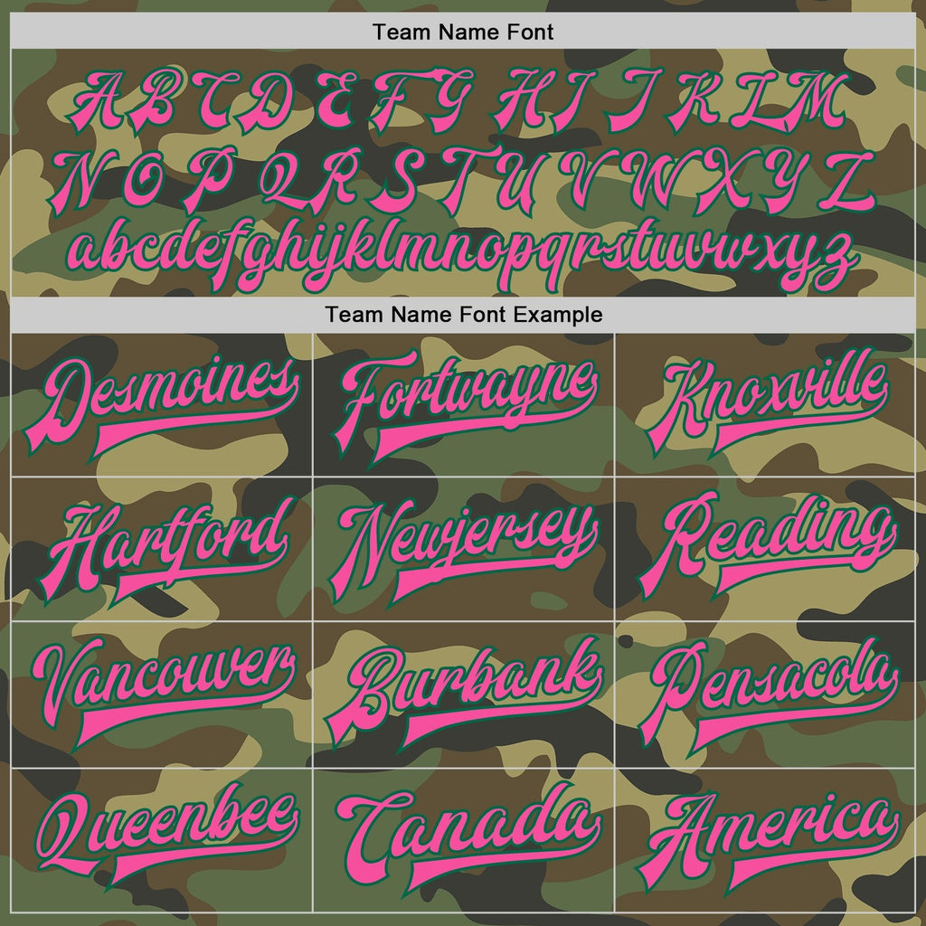 Custom Camo Pink-Kelly Green Bomber Full-Snap Varsity Letterman Salute To Service Jacket photo 6