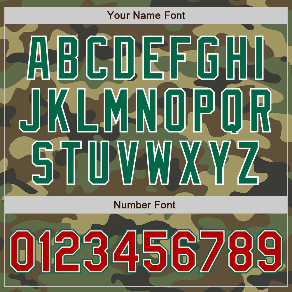 Custom Camo Red-Kelly Green Bomber Full-Snap Varsity Letterman Salute To Service Jacket photo 7